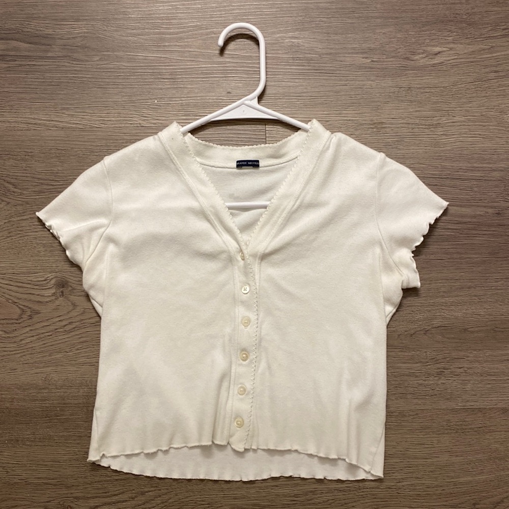 White Brandy Melville Button Up Short Sleeve Shirt